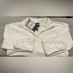Cream North Face sweatshirt with zipper